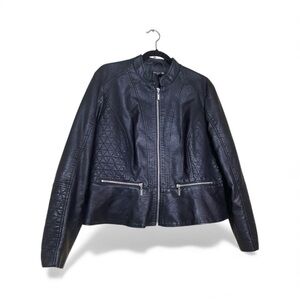 Petite PUNK GOTH Quilted Grunge Black moto faux Leather Jacket y2k *2 for 20*